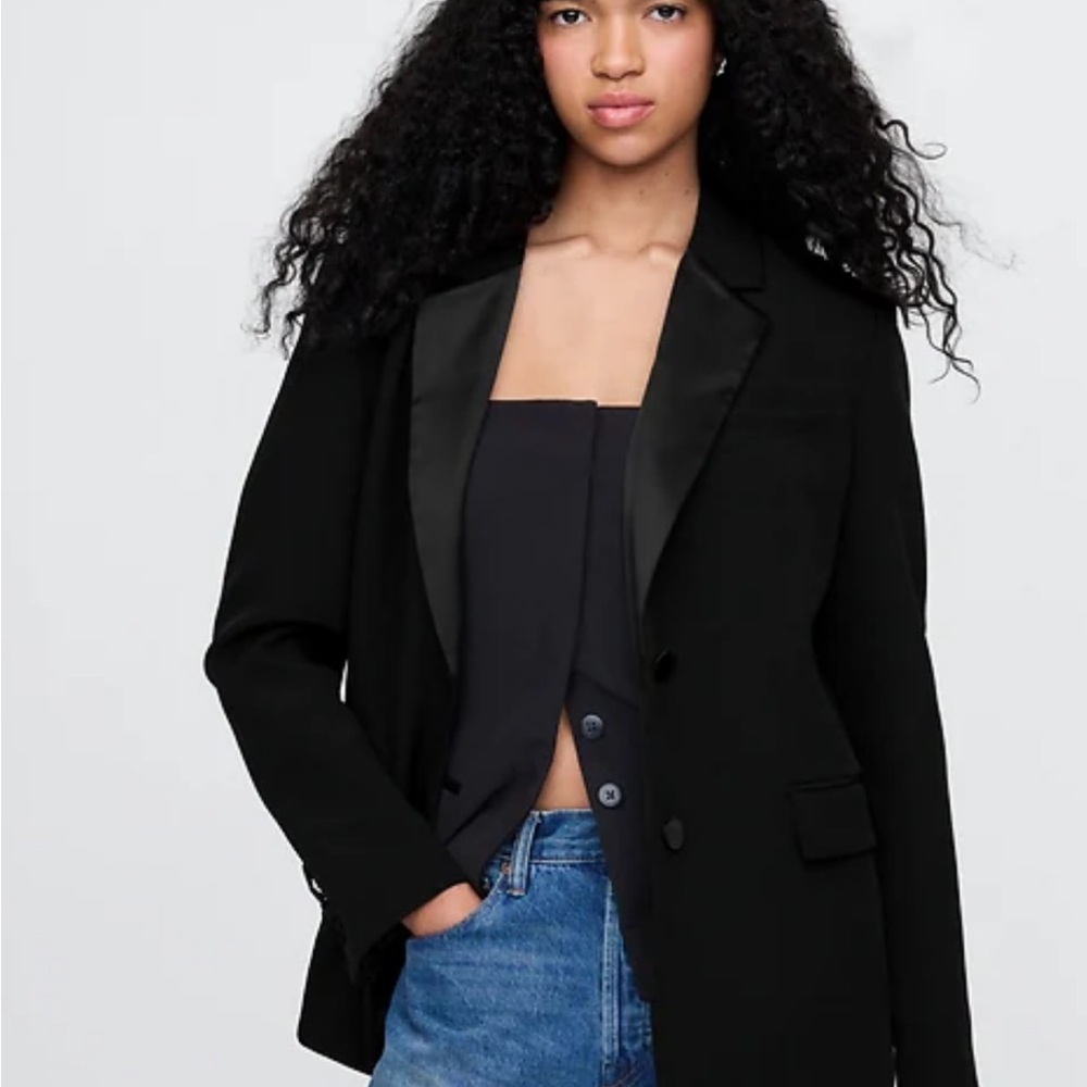 🖤🖤BiStretch Satin-Trim Relaxed Blazer